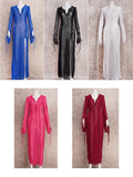 DERMEARNE Sexy V neck Perspective Ruffle Drawstring Tight Maxi Dresses For Women 2025 Spring Summer Elegant Side Split Party Vestido A1942