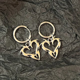 DERMEARNE Y2K Accessories Hoop Earrings Korean Fashion Thorn Heart Earrings for Women Punk Charm Jewelry Goth