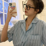 Summer Short Sleeve Shorts Pajama Set Women's pajamas Sweet Students Home Clothes Set Korean Style 2024 Hot Sale Spring
