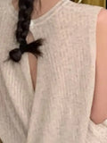 Loose Knitted Crop Tops Women Clothing Temperament Camis Sleeveless Hollow Out Backless Summer Tanks O Neck Fashion Y2k Vests