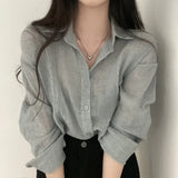 Shirt Blouse Simple Thin Pure Color Anti-UV Shirt Anti-fade Shirt Top Women Solid Color Sun Protection Shirt Streetwear