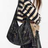 Y2k Vintage Motorcycles Shoulder Bag Women Punk Grunge Luxury Designer Fashion Large Capacity Crossbody Bag Female Goth