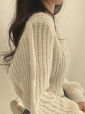 Dermearne Loose Vintage Harajuku Lantern Long Sleeve Women Sweater Korean Autumn Winter Knitwear Soft Warm Tops Chic Solid Femme Sweater