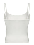 Dermearne 2024 New White Solid Basic Casual Camisole Black Sleeveless Slim Crop Top Women Summer Spring Tank Vest Simple Camis