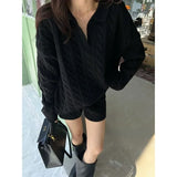 DERMEARNE White Basic Women Kint Sweater Long Sleeve Oversized Pullovers Korean Fashion Autumn Jerseys Old Money Casual Jumper
