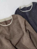 Round neck pure cashmere sweater women's autumn and winter pullover loose large size wool bottom sweater knit sweater