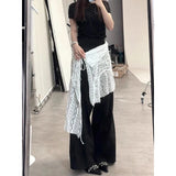 Y2K Irregular Mini Skirts Women Harajuku Aesthetic White Lace Tulle Bandage Skirt Japanese Vintage Hollow Out Faldas New