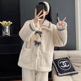 2Pcs/set women's pajamas autumn and winter students home wear padded and thickened warm princess clothes women's clothing