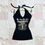 Fashion Y2K Europe and America sleeveless sexy halter tops 90s hip hop women backless lace women's clothing vest clothing Emo