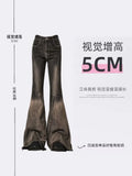 Women Brown Black Flare Jeans Vintage Y2k 90s Aesthetic Baggy Denim Trousers Emo 2000s Harajuku Wide Cowboy Pants Trashy Clothes