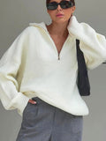 Zipper Fashion Women Sweaters Solid Loose Knitted Long Sleeve Women's Sweater Warm Autumn/Winter Oversized Sweater Women