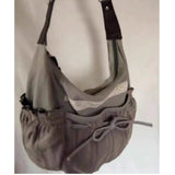 Dermearne Sweet Cool Bow Canvas Shoulder Bags Women Vintage Drawstring Chic Casual Crossbody Bag Ladies Retro Messenger Bag Bolsos