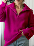 Zipper Fashion Women Sweaters Solid Loose Knitted Long Sleeve Women's Sweater Warm Autumn/Winter Oversized Sweater Women