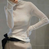 Spring Autumn Women Pullover Female Thin Knitted Sweaters Turtleneck Elegant Korean Fashion Soft Women's Top