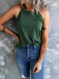 Women's Summer Sleeveless Halter Tee Shirts Crew Neck Workout Tank Tops Casual Plain Cami Shirts