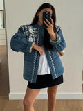 Quilted Floral Print Long Sleeved Women's Coats Casual Pocket Round Neck Cotton Jacket Autumn Winter Warm Ladies Clothing Tops