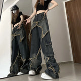 Fashionable Design Wide Leg Jeans Women Casual Trousers Plus Size Baggy Jeans Denim Fashion Vibe High Street Niche Y2k Pants