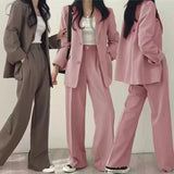 DERMEARNE  Fall Fashion Long Sleeve Blazer Mujer Pant Sets Blazers Women Casual Womens 2 Piece Outfit Set Suits Outwear