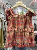 DERMEARNE Y2K Hot Women Summer Acubi Japan Vintage Gyaru Egirls Lace Up Green Crop Top Camis Plaid Strap Sleeveless Tank Tops Clothes