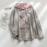 Cardigan Shirt Single-breasted Designed Sense Plaid Pattern Loose Office Hoodie Shirt Thick Autumn Shirt Female Clothing