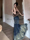 Winter Vintage Denim Skirt Women Patchwork Irregular Fishtail Y2k Skirts Female Casual Korean High Waist Retro Jeans Skirt 2024