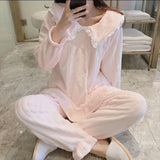 Dermearne Square Collar Women Pajamas Set Winter Sleepwear Fleece Velvet 2 Piece Pant Home Suit Fluffy Korean Solid Piiama Warm Night Wear