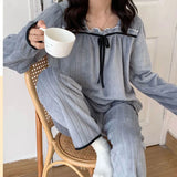 Dermearne Square Collar Women Pajamas Set Winter Sleepwear Fleece Velvet 2 Piece Pant Home Suit Fluffy Korean Solid Piiama Warm Night Wear