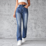 DERMEARNE Straight Denim High Waist Pants Women Ankle Length Solid Jean Washed Zipper Fly Basics Vintage Loose Fit Pockets 2024 Summer