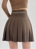 Dermearne Streetwear High Waist Mini  Pleated Skirts Women Korean Preppy Style Chic Short Faldas Elegant Black Safety Lined Tennis Saia