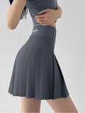 Dermearne Streetwear High Waist Mini  Pleated Skirts Women Korean Preppy Style Chic Short Faldas Elegant Black Safety Lined Tennis Saia