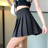 Dermearne Streetwear High Waist Mini  Pleated Skirts Women Korean Preppy Style Chic Short Faldas Elegant Black Safety Lined Tennis Saia