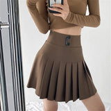 Dermearne Streetwear High Waist Mini  Pleated Skirts Women Korean Preppy Style Chic Short Faldas Elegant Black Safety Lined Tennis Saia