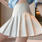 Dermearne Streetwear High Waist Mini  Pleated Skirts Women Korean Preppy Style Chic Short Faldas Elegant Black Safety Lined Tennis Saia