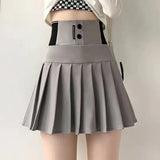Dermearne Streetwear High Waist Mini  Pleated Skirts Women Korean Preppy Style Chic Short Faldas Elegant Black Safety Lined Tennis Saia