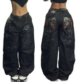 DERMEARNE Streetwear Y2K 2024 New Multi-pocket Washed Baggy Jeans Men And Women Hip-hop Harajuku Casual Gothic High Waist Wide Trouser