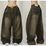DERMEARNE Streetwear Y2K 2024 New Multi-pocket Washed Baggy Jeans Men And Women Hip-hop Harajuku Casual Gothic High Waist Wide Trouser