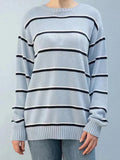 DERMEARNE Striped Thick Knitted Jumpers Women Autumn O-neck Fashion Casual Streetwear Loose Pullovers Tops Chic Vintage Sweet Y2K Sweaters