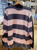 DERMEARNE Striped Thick Knitted Jumpers Women Autumn O-neck Fashion Casual Streetwear Loose Pullovers Tops Chic Vintage Sweet Y2K Sweaters