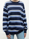 DERMEARNE Striped Thick Knitted Jumpers Women Autumn O-neck Fashion Casual Streetwear Loose Pullovers Tops Chic Vintage Sweet Y2K Sweaters