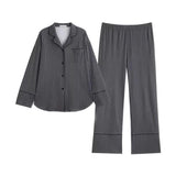 DERMEARNE Striped Women's Pajamas Autumn Sleepwear Long Sleeve Pants Sets for Women 2 Pieces Korean Night Wears Fashion Home Suit 2024 New