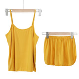 DERMEARNE Summer Pajamas Set for Women Sexy Home Clothes SleepwearTank Top Suits with Shorts Cute Underwear Soft Nightwear Sleeveless