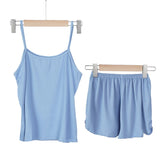 DERMEARNE Summer Pajamas Set for Women Sexy Home Clothes SleepwearTank Top Suits with Shorts Cute Underwear Soft Nightwear Sleeveless