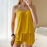 DERMEARNE Summer Pajamas Set for Women Sexy Home Clothes SleepwearTank Top Suits with Shorts Cute Underwear Soft Nightwear Sleeveless