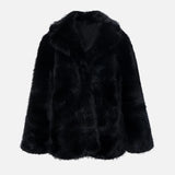 DERMEARNE TARUXY 2025 Winter Imitation Fox Fur Mid-length Coat For Women Fashion Artificial Lapel Thicken Streetwear Faux Fur Jacket Lady