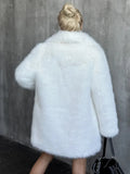DERMEARNE TARUXY 2025 Winter Imitation Fox Fur Mid-length Coat For Women Fashion Artificial Lapel Thicken Streetwear Faux Fur Jacket Lady