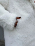 DERMEARNE TARUXY 2025 Winter Imitation Fox Fur Mid-length Coat For Women Fashion Artificial Lapel Thicken Streetwear Faux Fur Jacket Lady