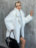 DERMEARNE TARUXY 2025 Winter Imitation Fox Fur Mid-length Coat For Women Fashion Artificial Lapel Thicken Streetwear Faux Fur Jacket Lady