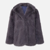 DERMEARNE TARUXY 2025 Winter Imitation Fox Fur Mid-length Coat For Women Fashion Artificial Lapel Thicken Streetwear Faux Fur Jacket Lady