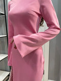 Dermearne Tossy Satin Fashion Slim Maxi Dress For Women Long Sleeve High Waist Elegant Solid Party Dress Casual Luxury Ladies Autumn Dress
