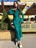 Dermearne Tossy Satin Fashion Slim Maxi Dress For Women Long Sleeve High Waist Elegant Solid Party Dress Casual Luxury Ladies Autumn Dress